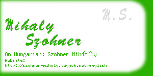 mihaly szohner business card